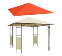 Outsunny conjunto de cenador de jardín 3x3x2,6 m y techo de repuesto 3x3 m con orificios de drenaje para patio terraza crema y naranja