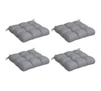 Outsunny Conjunto de Cojines para Sillas de Comedor 48x48x10 cm Gris | Juego de 4 Piezas, Cojines para Sillas de Jardín y Terraza, Impermeable y Anti-UV, con 2 Cordones de Fijación