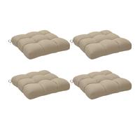 Outsunny conjunto de cojines para sillas de comedor 48x48x10 cm juego de 4 piezas cojines para sillas de jardín impermeable y anti-uv con 2 cordones de fijación caqui