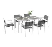 Outsunny Conjunto de Comedor de Exterior Juego de Comedor de Jardín de 7 Piezas con 1 Mesa y 6 Sillas Apilables Estilo Moderno para Terraza Patio
