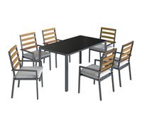 Outsunny Conjunto de Comedor de Jardín 7 Piezas, Mesa y Sillas para 6 Personas, Negro