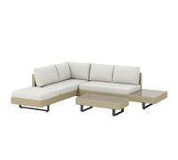 Outsunny Conjunto de Jardín Exterior de Ratán de 3 Piezas con Sofá Modular de 3 y 2 Plazas Mesa Lateral Mesa de Centro Cojines