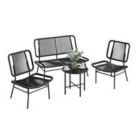 Outsunny Conjunto de Jardín Exterior de Ratán de 4 Piezas Negro