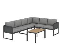 Outsunny Conjunto de jardín exterior modular en esquina para 6 personas, sofás, mesa baja y cojines, gris oscuro Aosom España