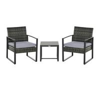 Outsunny Conjunto de Mesa y Sillas de Jardín para Exterior Incluye 2 Sillones y 1 Mesa de Centro de Vidrio Gris Aosom España