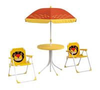 Outsunny Conjunto mesa y sillas infantil, 2 sillas plegables, mesa con sombrilla ajustable León