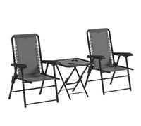 Outsunny Conjunto de Mesa y Sillas Terraza Exterior Plegables Gris Oscuro
