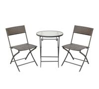 Outsunny Conjunto de Muebles de Jardín con Sillas Plegables y Mesa de Vidrio para Terraza Patio Marrón Aosom España