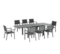 Outsunny Conjunto de Muebles de Jardín de 9 Piezas Mesa Extensible y 8 Sillas Apilables 135-270x89x74 cm Gris Aosom España