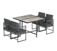 Outsunny Conjunto de muebles de jardín de poliratán 5 piezas ahorrador de espacio, mesa con 4 sillas, tablero DPC, cojines, gris Aosom España