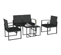 Outsunny Conjunto de Muebles de Jardín de Ratán Sintético de 5 Piezas Negro Negro