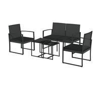 Outsunny conjunto de muebles de jardín de ratán sintético juego de sofás exterior de 5 piezas con 2 sofás individuales 1 sofá doble y 2 mesas de centro para patio terraza negro 58 cm