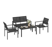 Outsunny Conjunto de Muebles de Jardín para 4 Personas, 4 Piezas, Negro