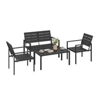 Outsunny Conjunto de muebles de jardín para 4 personas, 4 piezas, negro, estructura metálica