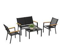 Outsunny Conjunto Jardín Exterior de 4 Piezas con Sofá de 2 Plazas Negro