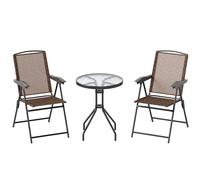 Outsunny Conjunto Mesa y 2 Sillas Muebles para Jardín Patio Terraza Silla Plegable Respaldo Reclinable a 4 Niveles Textilene Marco Aosom España
