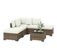 Outsunny Conjunto Muebles Jardín Exterior de Ratán 6 Piezas Cojines Chocolate