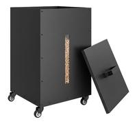 Outsunny contenedor para pellets de madera 30 kg con ruedas, tapa, visor y tamiz con asa, acero negro