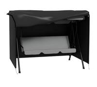 Outsunny Cubierta columpio 3 plazas 205x124x164cm Negro profundo | Oxford 600D, resistente, muebles de jardín exterior, protección contra lluvia, anti-UV