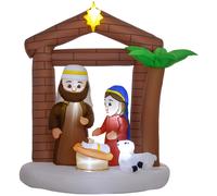 Outsunny Decoración Inflable Navideña con Luces LED e Inflador Hinchable Navidad para Exterior 150x90x185 cm Multicolor