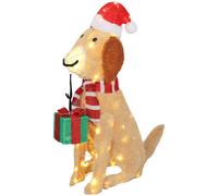 Outsunny Decoración navideña, perrito navideño iluminado con 74 LED blanco cálido, 64 x 20 x 70 cm, Amarillo Aosom España
