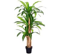 Outsunny Dracaena Artificial 160 cm con Maceta Planta Artificial con 66 Hojas Musgo Árbol Tropical para Decoración Jardín Balcón Oficina Salón Ø20x160 cm Verde