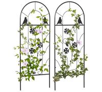 Outsunny Enrejados de Jardín para Plantas Trepadoras 38x98 cm Negro | Juego de 2 Soportes con Marco Metálico, para Frutas Verduras Flores, Decoración Exterior Patio Terraza
