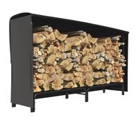 Outsunny Estante de Leña con Funda Oxford 600D 180x36x99 cm Negro | Leñero Exterior Metálico Robusto, Longitud Ajustable, Carga 200 kg, para Interior y Exterior, Jardín, Terraza