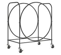 Outsunny estante de leña de metal con ruedas, leñero exterior e interior, soporte para leña de chimenea, almacenamiento para madera, 51x30x60 cm, negro