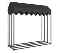 Outsunny estante de leña metálico, 186x70x185 cm, leñero exterior con cubierta impermeable 600d oxford, marco de acero, soporte para leña de chimenea, para jardín, terraza