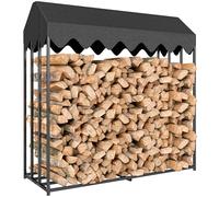 Outsunny estante de leña metálico, 186x70x185 cm, leñero exterior con cubierta impermeable 600d oxford, marco de acero, soporte para leña de chimenea, para jardín, terraza 70 cm