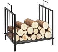 Outsunny Estante de Leña para Chimenea 44,5x33x46,5 cm Leñero Interior y Exterior Almacenaje para Madera con Asas Diseño Elevado Negro Aosom España