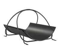 Outsunny Estantería de Leña para interiores 51 x 38 x 33cm, estante de leña geométrico con asa de metal, Negro