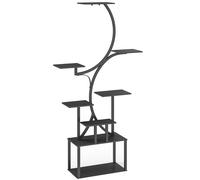 Outsunny Estantería para flores de metal de 8 niveles, estantería para plantas en forma de S 158,5 cm, interior y exterior, negro Aosom España