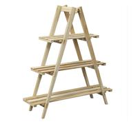 Outsunny Soporte para Plantas Plegable de Madera Estantería para Macetas de 3 Niveles con Marco en A 100x36x112 cm Natural