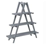 Outsunny Estantería para Plantas Plegable de Madera Soporte para Macetas de 3 Niveles con Marco en A para Exteriores Interiores Salón Jardín Balcón
