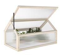 Outsunny Estructura fría de madera, mini invernadero 90x52x49,5 cm, invernadero natural Caqui