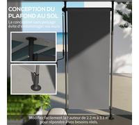 Outsunny Exterior de pie Manual Retráctil Toldo Ajustable Dim. 1.2 X 2.2-3.1M con manivela Sin Taladrar Metal Alu Poliéster