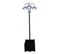 Outsunny farol solar de jardín con 18 luces led blanca fría 6000k impermeable ip44 sensor de noche y base de maceta farola de exterior para camino terraza patio 60x55x189 cm negro