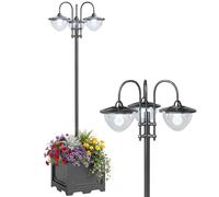 Outsunny Farol solar de jardín 18 LED 6000K luz fría IP44 con sensor y base para maceta