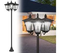 Outsunny Farol Solar de Jardín con 3 Luces LED Impermeable IP44 para Camino Patio 51,5x47x182,5 cm Negro