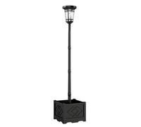 Outsunny Farol Solar de Pie con Macetero 195cm Farol de Jardín Exterior con 2 Niveles de Brillo Control de Luz Interruptor IP44 Aosom España