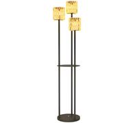 Outsunny Farol solar exterior de resina trenzada, 3 luces con sensor y repisa, Ø37 x 144 cm, amarillo Aosom España