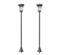 Outsunny Farol solar Set de 2 Lámpara de pie 180cm Altura ajustable con 2 modos de luminosidad Sensor de luz, interruptor, IP44 Aosom España