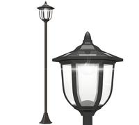 Outsunny Farola solar con panel, 6 LED, encendido automático, 6 h de autonomía, negro Ø26,5x177 cm
