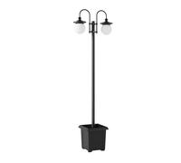 Outsunny farola solar exterior de jardín con macetero 2 cabezales impermeable ip44 encendido/apagado automático y altura ajustable luz solar de exterior led para terraza patio 53,5x30x182 cm negro 182