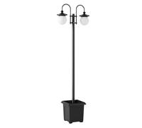 Outsunny Farola Solar Exterior de Jardín con Macetero 2 Cabezales Impermeable IP44 Encendido/Apagado Automático Altura Ajustable