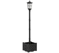 Outsunny Farola Solar Exterior de Jardín con Macetero 2 Modos de Brillo 100/50 lm IP44 Encendido/Apagado Automático Negro Aosom España