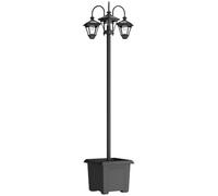 Outsunny Farola Solar Exterior de Jardín con Macetero 3 Cabezales Impermeable Encendido/Apagado Automático y Altura Ajustable