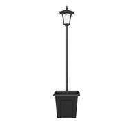 Outsunny farola solar exterior de jardín con macetero, luz solar de exterior led, poste de aluminio, impermeable ip44, encendido/apagado automático, para terraza, patio, 33x33x160 cm, negro